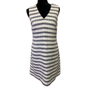J Crew Nautical Dress Womens 6 Sleeveless V-neck Cotton Blue White A Line Dress